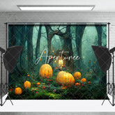 Aperturee - Aperturee Scary Forest Light Pumpkins Halloween Photo Backdrop